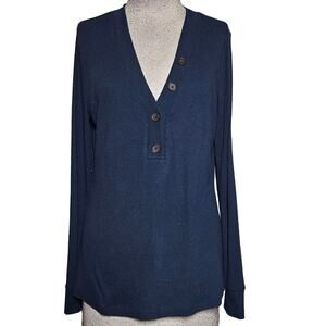Banana Republic Navy Blue V Neck Cotton Blend Sweater Size Large